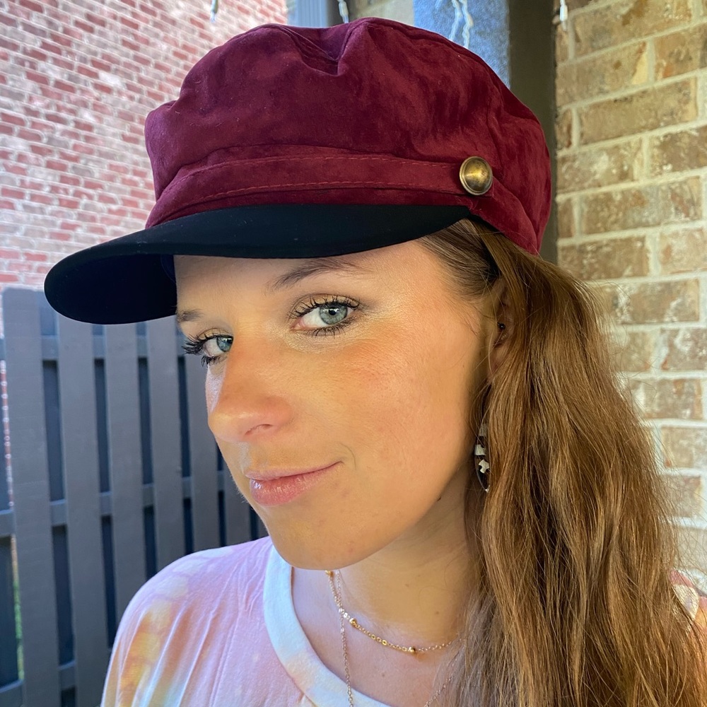 Burgundy Cabby Hat